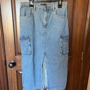 Sincerely Jules Blue High Waisted Denim Cargo Skirt